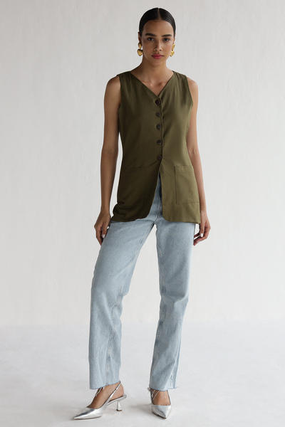 Myra Waist Coat : Olive Biome