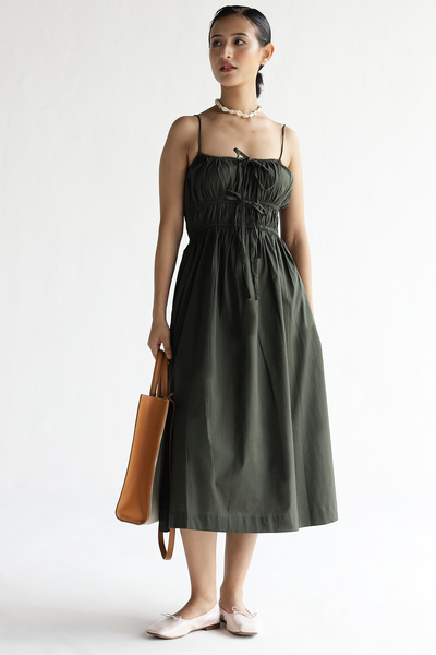 Ida Pocket Dress: Olive Biome