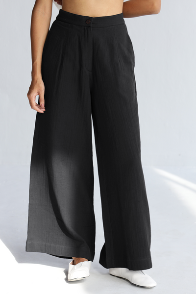 Olina High Rise Pants : Ivory Black