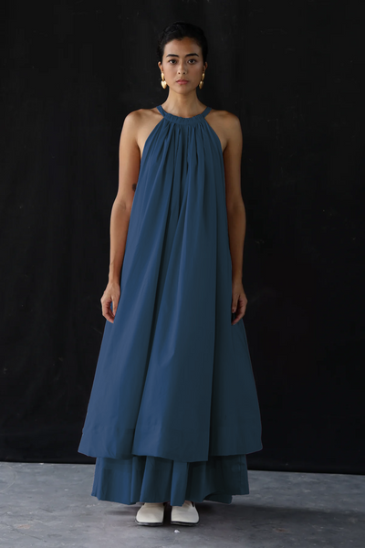 Caroline Layered Dress : Prussian Blue