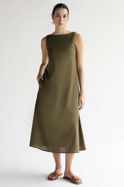 Sierra Pocket Dress: Olive Biome