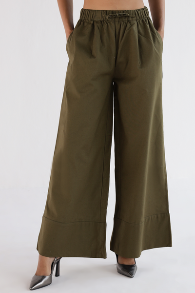 Wide-Leg Pants : Olive